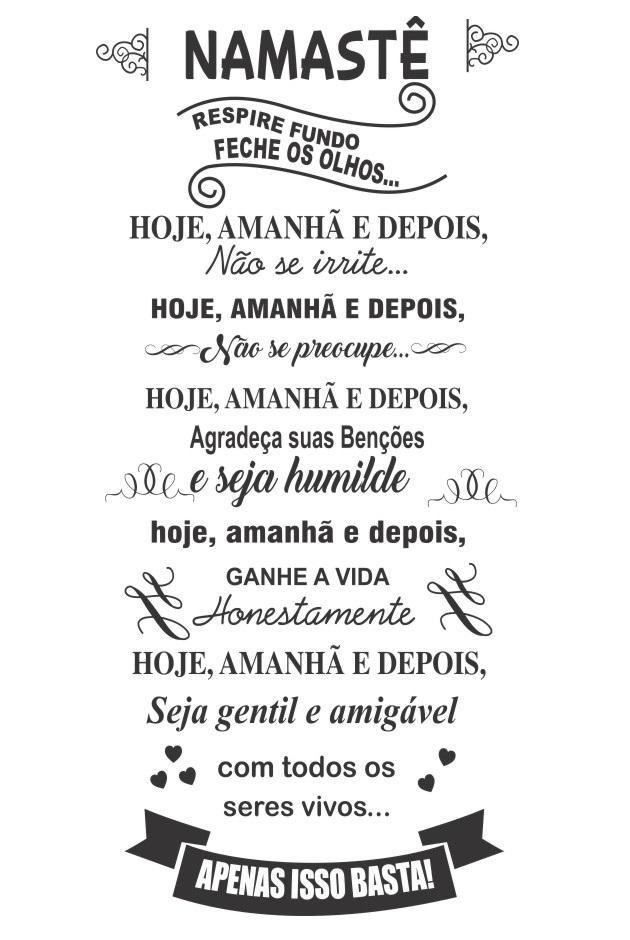 Adesivo Decorativo de Parede Frase Namastê 100x47 Cm Preto - 2