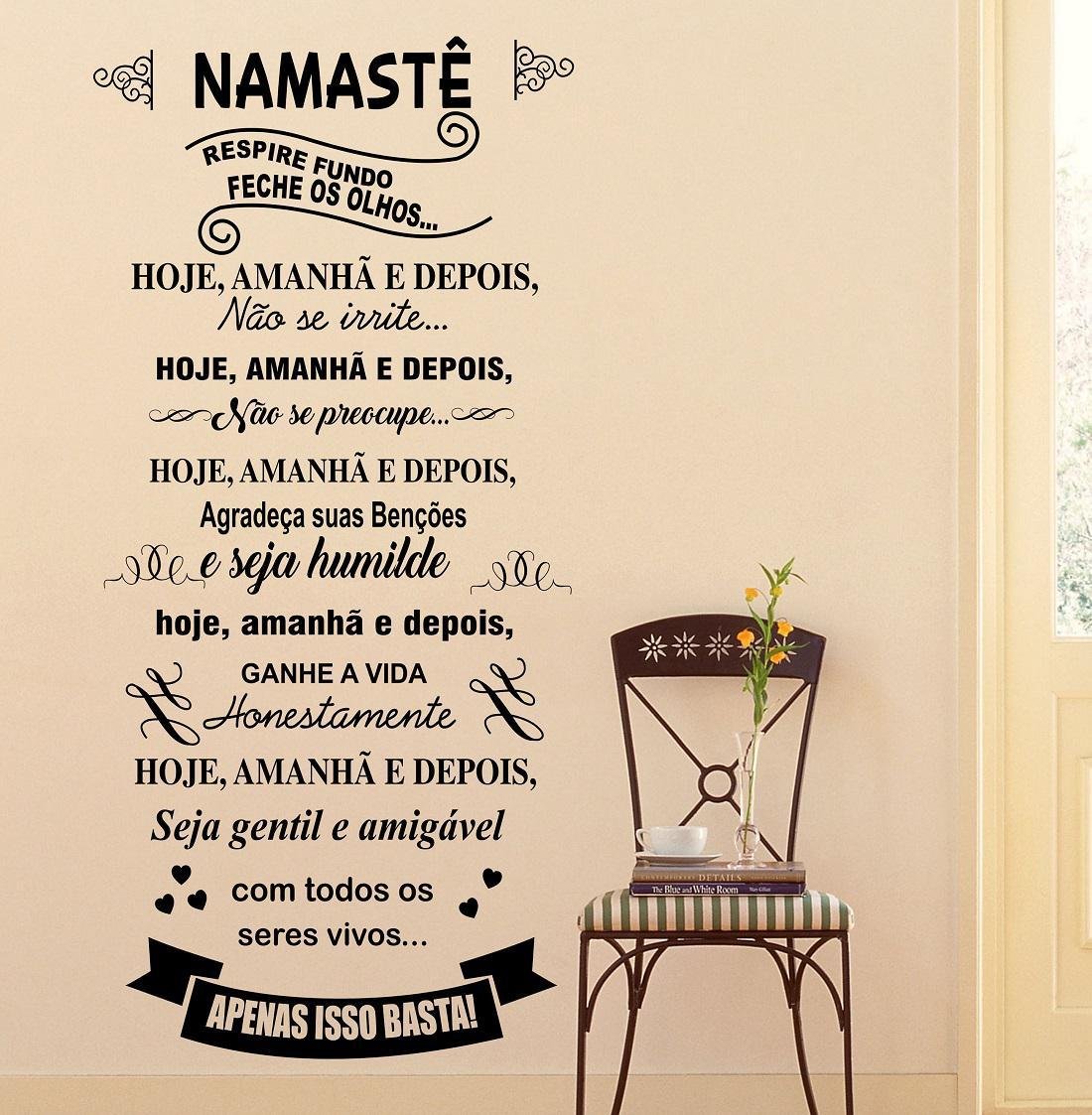 Adesivo Decorativo de Parede Frase Namastê 100x47 Cm Preto