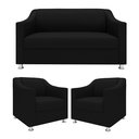 Ver imagem 2 de Recepção Clínica Sofisticada: Namoradeira 2l + 2 Poltronas Preto
