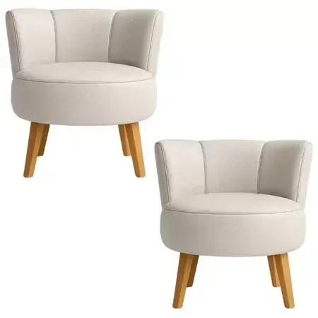Kit 2 Poltronas Aconchegante Tecido Corano para Sala de Espera Pés de Madeira Resistente