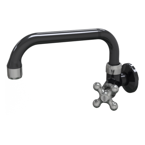 Torneira Cozinha de Parede Bica Horizontal Linha Porto Belo 1/2'' e 3/4'' Cor Preto e Cromado Durín