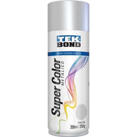 Tinta Spray Metálico Prata 350ml 250g - Tekbond