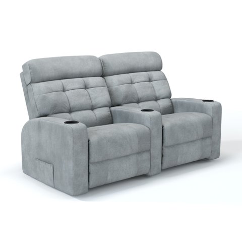 Sofá 2 Lugares Reclinável Manual em Bouclé Cor Cinza Linha Cinema