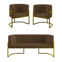 Ver imagem 1 de Kit Sofá 2 Lugares + 2 Poltronas para Recepção Balaqui Marrom
