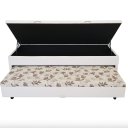 Ver imagem 2 de Bicama Box Baú Solteiro 88x188 com Cama Auxiliar de Molas Ensacadas 3x1 Corino Branco