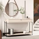 Ver imagem 1 de Aparador Vila Serena 1 Gaveta MDF 123cm Off White e Preto Bechara Móveis