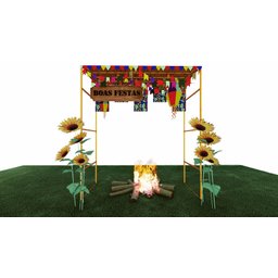Gazebo Telado Dourado + Esteira de Palha Taboa para Decorar Jardins com Flores, 300cm Portátil e Des - 7