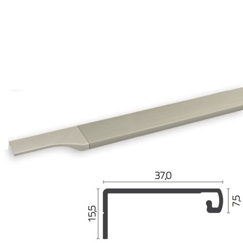 Perfil Puxador Alumínio Facetato RM-183 Barra 03 metros Inox Matte Acetinado Rometal 01 barra