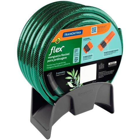 Mangueira para Jardim 15m com Engate Esguicho e Suporte Tramontina
