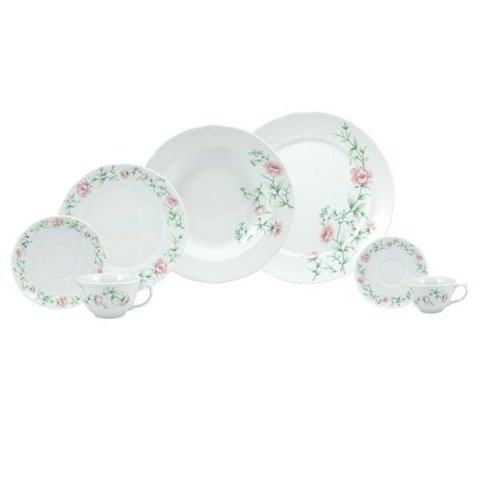 Serviço de Jantar Chá Café em Porcelana 42 Peças Tereza