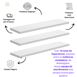 Prateleira para Banheiro Lavabo Flutuante em Mdf 60x15 Kit C/3 - 7