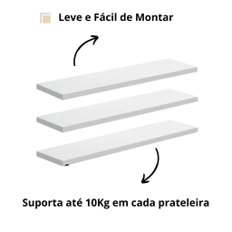 Prateleira para Banheiro Lavabo Flutuante em Mdf 60x15 Kit C/3 - 5