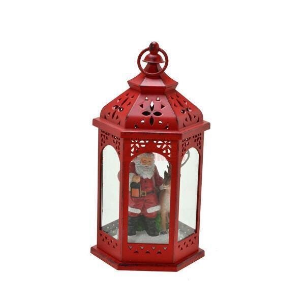 Lanterna Natalina Papai Noel Com Luz - Decoração - 1