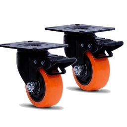 Rodizio Giratório de 3 Pol com Placa e Freio Rol Esfera 2Un - 1