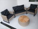 Ver imagem 1 de Conjunto Bahamas Rivieira Corda Nautica 1 Sofá 2 Poltronas 1 Mesa Tampo em Madeira Varandas Jardins