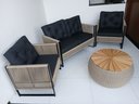 Ver imagem 2 de Conjunto Bahamas Rivieira Corda Nautica 1 Sofá 2 Poltronas 1 Mesa Tampo em Madeira Varandas Jardins