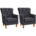 Ver imagem 1 de Kit 2 Poltronas para Sala Decorativas C/ Capitonê Carrara Veludo Cinza