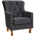 Ver imagem 2 de Kit 2 Poltronas para Sala Decorativas C/ Capitonê Carrara Veludo Cinza