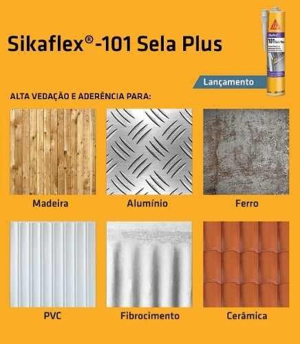 Sikaflex 101 Plus Selante Adesivo Flexível Veda Calha Cinza - 4