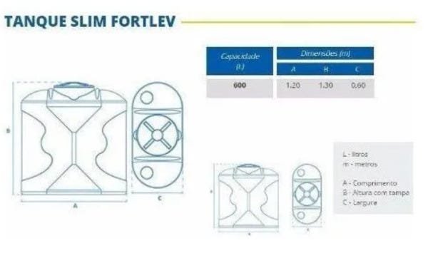 Tanque Slim 600 Lts Fortlev Cisterna - 7