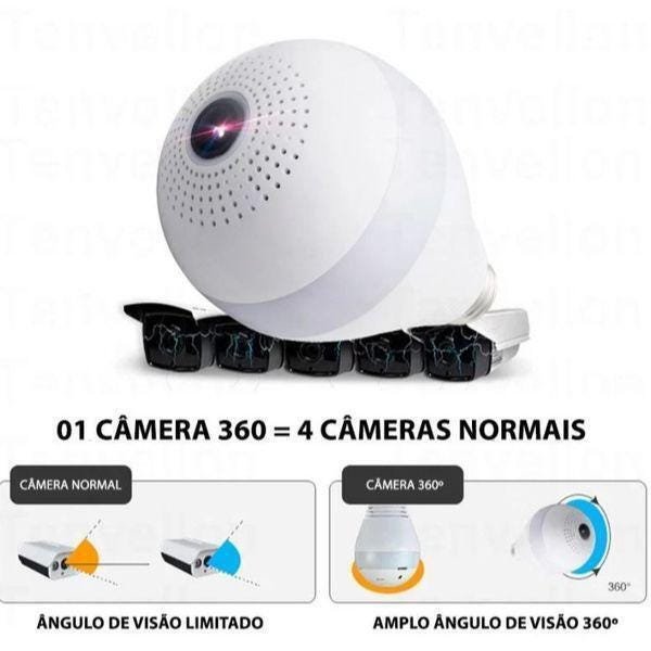 Lâmpada Câmera Monitoração Celular 3D Wifi V380 Cam - 3