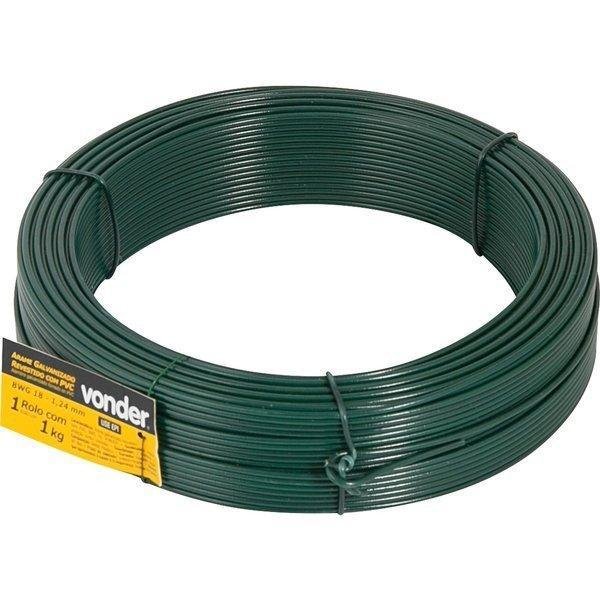 Arame Galvanizado Revestido com Pvc Verde Bwg 18 81 Metros -