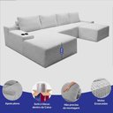 Ver imagem 2 de Sofá Evo 3,40m Molas Ensacadas com Apoio Chaise Lounge Esquerda Velourê Cinza Claro Cama Inbox