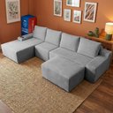 Ver imagem 1 de Sofá Evo 3,40m Molas Ensacadas com Apoio Chaise Lounge Esquerda Velourê Cinza Claro Cama Inbox