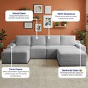 Ver imagem 3 de Sofá Evo 3,40m Molas Ensacadas com Apoio Chaise Lounge Esquerda Velourê Cinza Claro Cama Inbox