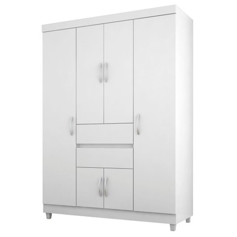Guarda Roupa Casal 6 Portas Ecom Branco/rosa - Demóbile
