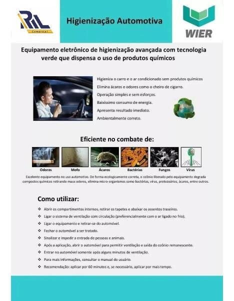 Gerador De Ozônio Wier 15.000G/H Veiculos Contador Aplicação - 6