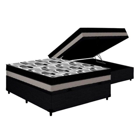 Cama Box Baú Casal: Colchão Anatômico Ortobom D33 / Ep Iso 100 Double Face + Base Crc
