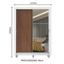 Ver imagem 4 de Guarda Roupa 2 Portas 1 Espelho Rustic Branco denver Madesa