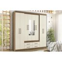 Ver imagem 1 de Guarda Roupa 8 Portas (2 C- Espelho) e 4 Gavetas Nápoles Jatobá-areia - Santos Andirá