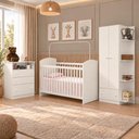 Ver imagem 1 de Quarto de Bebê Completo com Berço/Guarda-Roupa/Cômoda Confete Multimóveis MP4909 Branco