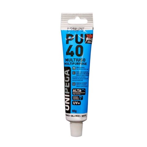 Adesivo Selante Pu 40 Bisnaga Plástica Gancheira Unipega Branco 80g/50ml