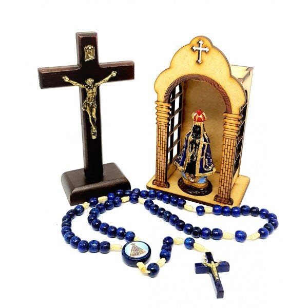 Kit Nossa Senhora Aparecida MINI - Madeira Escura - 1