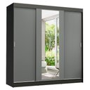 Ver imagem 1 de Guarda-roupa Madesa Reno 3 Portas Correr Espelho Preto Cinza