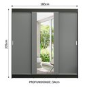 Ver imagem 6 de Guarda-roupa Madesa Reno 3 Portas Correr Espelho Preto Cinza