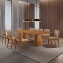Ver imagem 1 de Sala de Jantar Mesa Noronha 220cm Tampo Laminado Barril com 8 Cadeiras Bella Mobillare