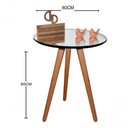 Ver imagem 3 de Mesa de Canto Pés Palito Amadeirado com Espelho Redondo MDF Madeira Maciça 60cm Decoraper