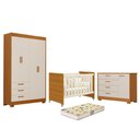 Ver imagem 1 de Dormitório Zaki Guarda Roupa, Cômoda e Berço Evolution Areia Fosco/savana com Colchão Supreme -