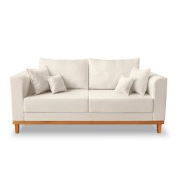 Kit Sofá 3 Lugares e 2 Poltronas Beny Viena com Base de Madeira Linho Bege - Madeira Prima Deccor - 4 Kit Sofá 3 Lugares e 2 Poltronas Beny Viena com Base de Madeira Linho Bege - Madeira Prima Deccor - 4