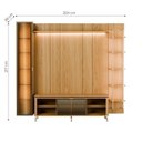Ver imagem 3 de Estante TV 75 pol Prateleiras e Cristaleira Vidro Reflecta 100% MDF LED Lincoln Float 254cm Carvalho