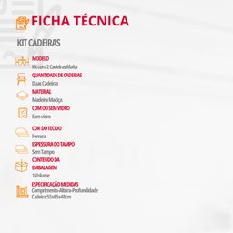 Conjunto com 2 Cadeiras Malta em Madeira Maciça para Sala de Jantar Moderna Mobília - 3