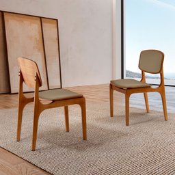 Conjunto com 2 Cadeiras Malta em Madeira Maciça para Sala de Jantar Moderna Mobília - 1