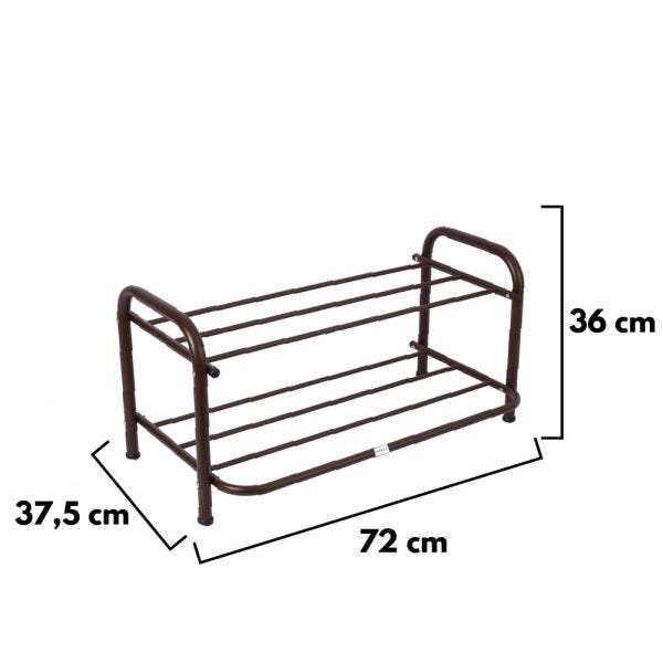 Sapateira 2 Andares Pintura Elestrostática Aço Corten 6 Pares - 72x36 Cm - 6