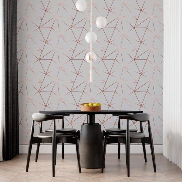 Papel De Parede Zara Rose Gold Cinza Auto Colante - 3mts - 0,52 x 2,00 metros - 1