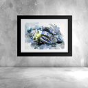 Ver imagem 1 de Quadro Aquarela Piloto Motocicleta - 60x48cm:moldura Preta