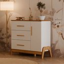 Ver imagem 5 de Cômoda 1 Porta 3 Gavetas Guti Retrô - Peroba Moveis Amendoa/branco